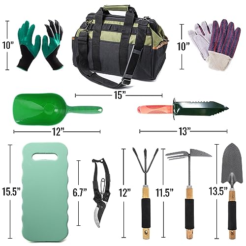 10pc Gardening Handheld Tools Set Gloves Carry Bag and Kneeling Pad - style: 10pc Tool Set