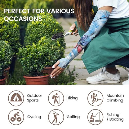 YPHCDO Gardening Sleeves for Women Sun Protection Cooling Arm Sleeves - color: Blue Dragonfly