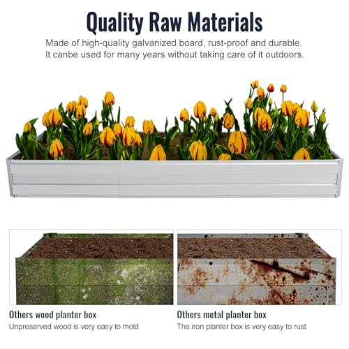 Galvanized Raised Garden Bed Kit, 8.3x3x1FT Metal Raised Garden Beds for Vegetables - size: 8.3*3*1FT