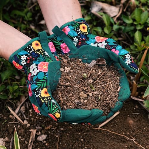 Garden Gloves for Women Thick for Gardening, Working (Green)