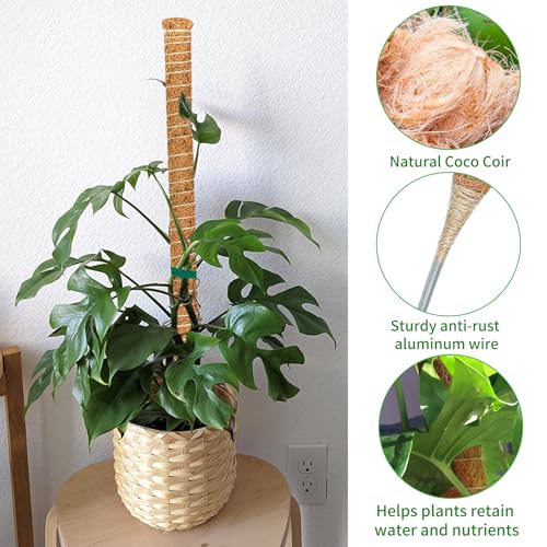 2 Pack 63'' Moss Pole for Monstera, Bendable Coco Coir Plant Support Stakes - size: 2 Pack（63-Inch）