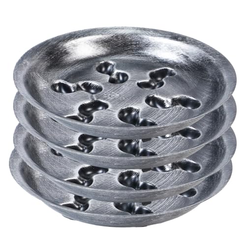 4 Pack Heavy Duty Black with Silver Plastic Plant Saucer Sturdy Pot Tray Plant Drip Trays Drip Trays for pots,Plant Water Catcher Tray,Plant Pot Saucers (8 INCH) - color: Silver, size: 8 inch