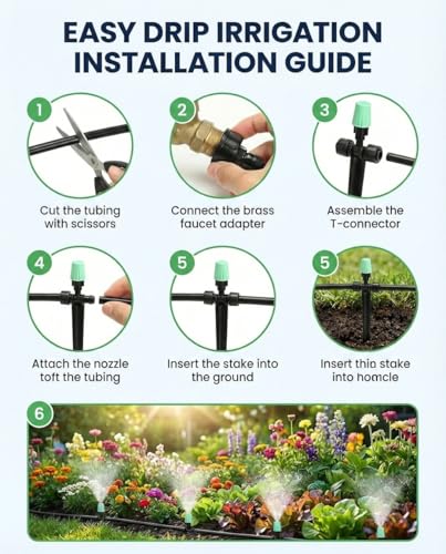 Drip Irrigation System，1/4" Blank Distribution Tubing Watering Hose, DIY Micro Sprinkler Automatic Plant Waterer for Garden, Greenhouse, Raised Bed, Patio & Outdoor Plants （65FT - size: 65FT