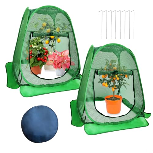 Pop Up Plant Netting Cover 28×28×32” Shade Mesh with Zipper Door Shade Top - size: 70*70*80 2PCS
