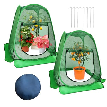 Pop Up Plant Netting Cover 28×28×32” Shade Mesh with Zipper Door Shade Top - size: 70*70*80 2PCS