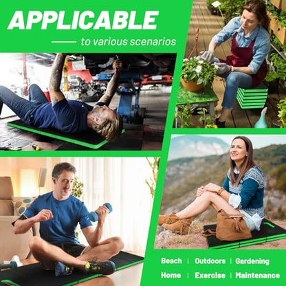 Foldable Mechanic Mat Kneeling Pad, 0.9" Extra Thick EVA Foam,Green - color: Green & Black