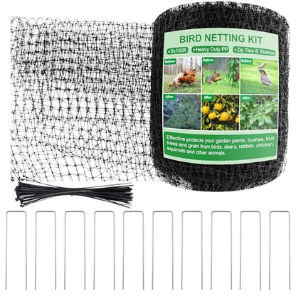 SPORTYOUTH Bird Netting Garden Deer Fence Netting Heavy Duty 5x100 ft - size: 1P-5x100ft