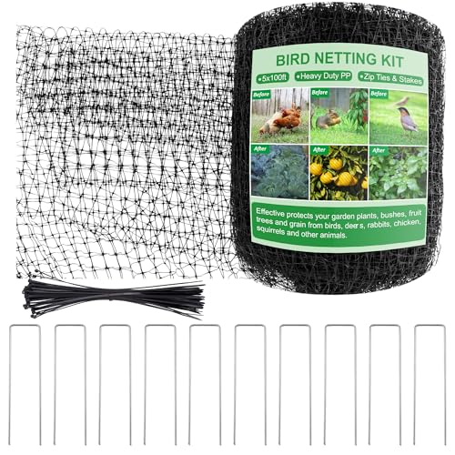 SPORTYOUTH Bird Netting Garden Deer Fence Netting Heavy Duty 5x100 ft - size: 1P-5x100ft