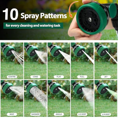 Watering Wand for Garden Hose, 24 Inch, Heavy Duty, 10 Spray Patterns, Thumb Control Hose Nozzle with 180° Pivoting Head, Ideal for Hanging Baskets, Plants and Shrubs - color: Green