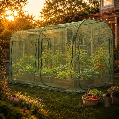 Poray Large Tunnel 10FTx6FT Plant Netting Cover, 6FT Tall Crop Cage Tomato Netting,Pest Guard Cover for Vegetables &Fruits,Durable Gardening Net for Plant and Animal - style: 122*73*73 inches Tunnel Net