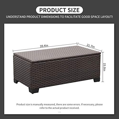 Rattaner Outdoor Storage Table Wicker Patio Coffee Table All-Weather Wicker Side Table with Waterproof Cover, Brown - color: Brown