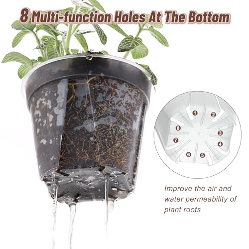 10 Pack Clear Plant Nursery Pots with Drainage 6 Size Plastic Orchid Pots - size: MIX-6 Sizes