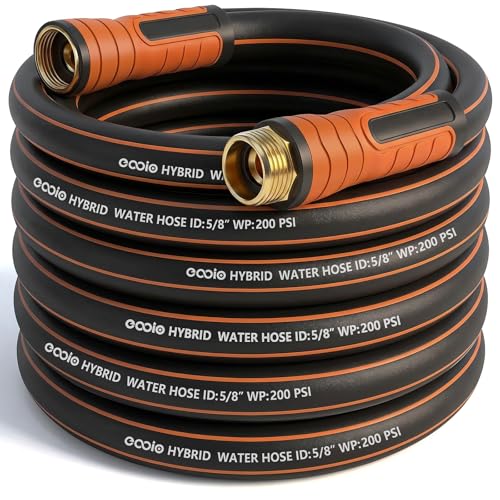 Garden Hose 35 ft x 5/8", Heavy Duty Water Hose, Flexible and Durable, Kink Resistant Lightweight Hybrid Hose, Leakproof Yard Hose with Male to Female Fittings - color: Black, size: 35ft