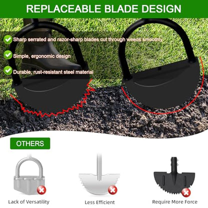 Edger Lawn Tool 41 Inches with Two Replaceable Blades Manual Lawn Edger with T-Grip for Yard, Garden, Landscaping, Sidewalk and Flower Bed