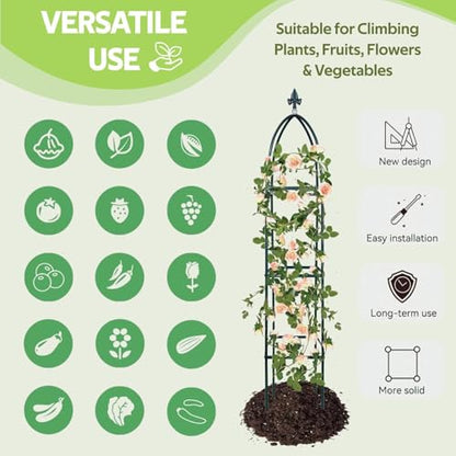 100% Garden Trellis Metal Obelisk Trellis for Climbing Plants Outdoor - color: Black Green