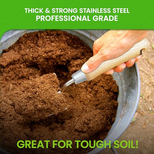 Garden Guru Eco Super Strong Garden Trowel with Ergonomic Wood Handle - 100% Recycled Stainless Steel - Rust Resistant - FSC Certified Wood - Perfect Tool for Gardening Weeding Transplanting & Digging