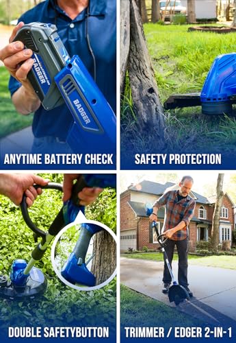 Wild Badger Power Weed Wacker 40V 13'' Cordless 2 in 1 String Trimmer/Edger with Auto Feed, 2.0Ah Battery and Charger, 2 Pack Trimmer Line - size: 13 inches