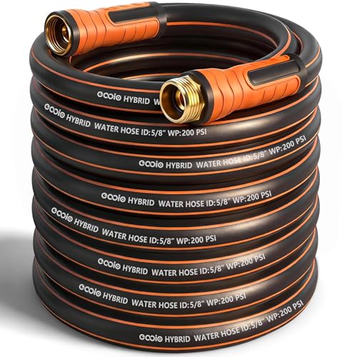 Garden Hose 75 ft x 5/8", Heavy Duty Water Hose, Flexible and Durable, Kink Resistant Lightweight Hybrid Hose, Leakproof Yard Hose with Male to Female Fittings - color: Black, size: 75ft