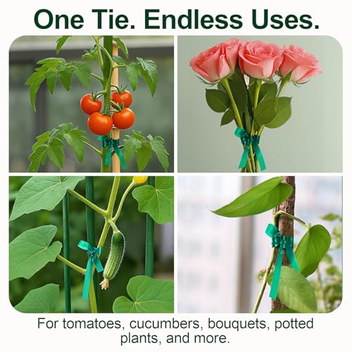 Plant Tie Tape – 4 Rolls (788 ft) Stretch Vinyl (PVC), 0.5" Wide, Non-Adhesive Garden Ties for Stems & Poles – Includes Mesh Bag & Binder Clip (788 ft) - size: 788 ft