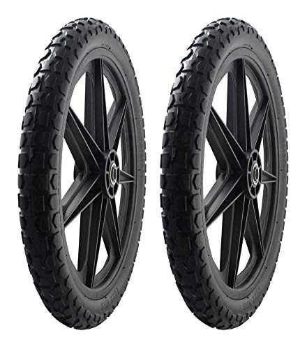 Marathon 92010-2PK Flat-Free 20" Tire and Wheel Assembly, Centered Hub, Ball Bearings, Heavy-Duty Plastic Spoked Wheel, Replacement for Rubbermaid Big Wheel and other Carts, Easy Install, 2 Pack - size: 2 PACK