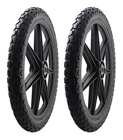 Marathon 92010-2PK Flat-Free 20" Tire and Wheel Assembly, Centered Hub, Ball Bearings, Heavy-Duty Plastic Spoked Wheel, Replacement for Rubbermaid Big Wheel and other Carts, Easy Install, 2 Pack - size: 2 PACK