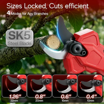 2-In-1 Electric Pruning Shears for Milwaukee 18V Battery, 1.2'' Cut Diameter Cordless High Branch Cutter with 8FT Reach Extension Pole, Brushless Motor Pruner for Gardening Tree Trimming (No Battery)