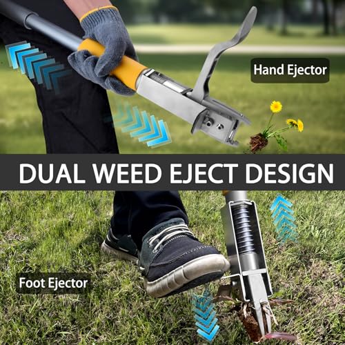 Stand Up Weed Puller Tool, Dual Eject, 4-Claw, 48" Long Handle