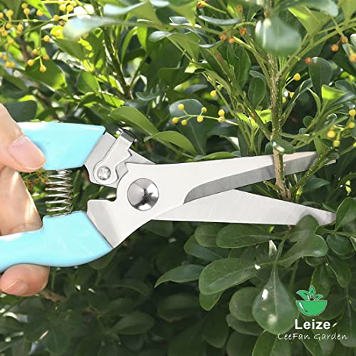 Leize Flower Scissors Set, 2 Pack Premium Thickened Stainless Steel Floral Shears, Strong Pruner for Flowers, Branches and Leaves, Upgrade - color: Lightblue2p
