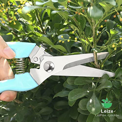 Leize Flower Scissors Set, 2 Pack Premium Thickened Stainless Steel Floral Shears, Strong Pruner for Flowers, Branches and Leaves, Upgrade - color: Lightblue2p