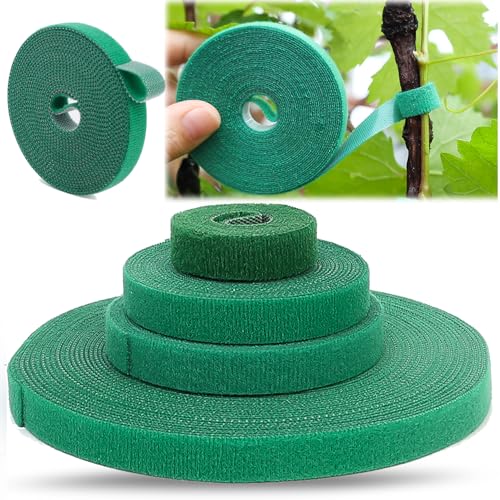 Green Nylon Plant Ties Reusable Cable Hook Loop Organizer Strap Support Double Side Fastener Tape Home Garden Accessories (2roll,3m*1cm) - color: 2roll,3m*1cm