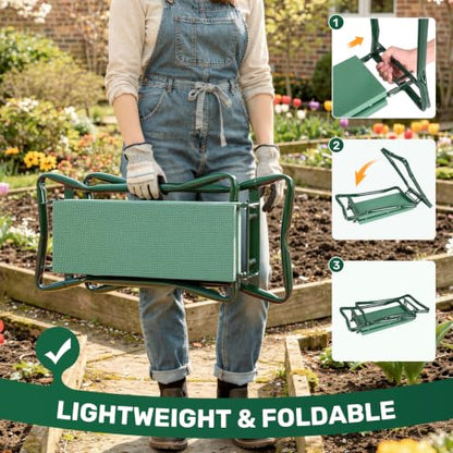 Garden Kneeler and Seat with 2 Tool Pouches for Gardening Work