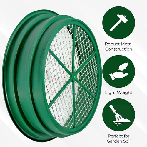 SE 13.25 Inch Wide Stackable Classifier Gold Prospecting Pan - 1/8 Inch Stainless Steel Mesh Sifting Pan, Green - size: 1/8 inch, style: Pans