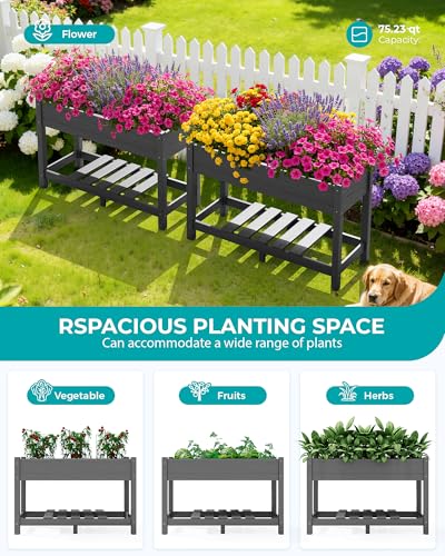 SERWALL Raised Garden Bed with Legs-Gray - color: Gray, size: 1 pack