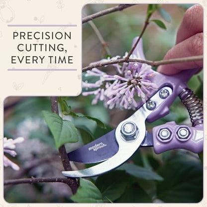 Modern Sprout Bypass Hand Pruners - Scissors - Gardening Tools - Lavender - color: Lavender