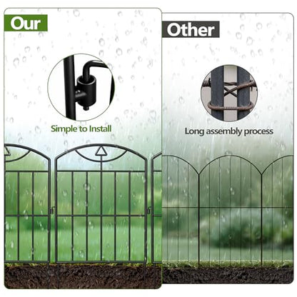 17in (H) x21ft (L), 20 Panels No Dig Decorative Garden Fence - size: 20 Panels-21 ft(L) X 24 in(H)
