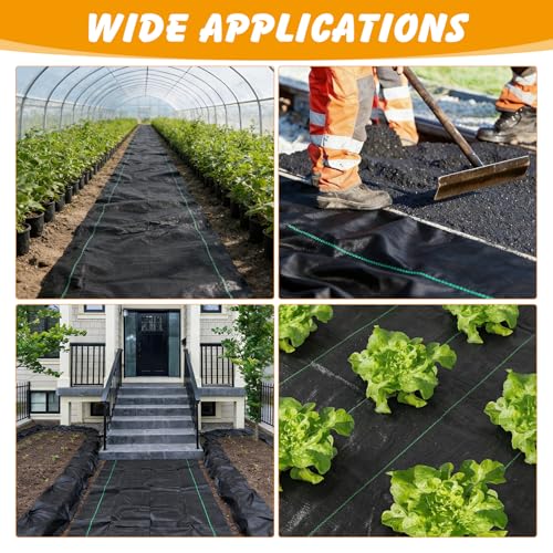 ondware Weed Barrier Fabric 4FT x 50FT with 15 Stakes - size: 4FT x 50FT