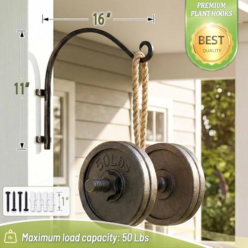 Hanging Plant Brackets Outdoor: 16 Inch 2 Pack Heavy-Duty Plant Hanger - size: 2B-16" 2PCs