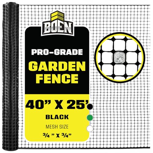 Plastic Garden Fence 40" x25' Black, Mesh Roll for Dog Deer Rabbit Barrier - color: Black, size: 40" x 25'