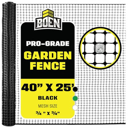 Plastic Garden Fence 40" x25' Black, Mesh Roll for Dog Deer Rabbit Barrier - color: Black, size: 40" x 25'
