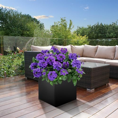 Steel Planter Box 24"x24"x25", Large Square Metal Planter Box - color: Black, size: 25"H x 24"L x 24"W