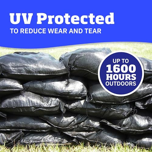 DURASACK Heavy Duty Sandbags with Ties, 14x26, Empty, Black, Pack of 10 - color: Black, size: 10 Sandbags