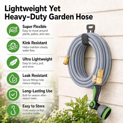 Starmist Garden Hose 100 ft with 10-Pattern Thumb Control Nozzle - size: 100FT