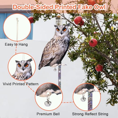 2PCS Flat Fake Owl, Plastic Owl with Reflective Tape - color: 2pcs Grey Owls