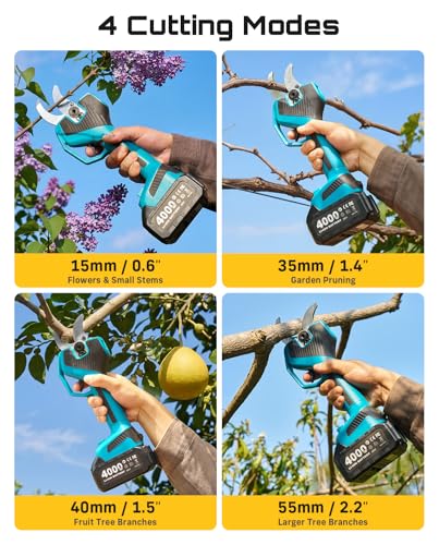 SEESII Electric Pruning Shears 4 Modes, 2.2" Cut Electric Pruners Cordless - color: Light Blue