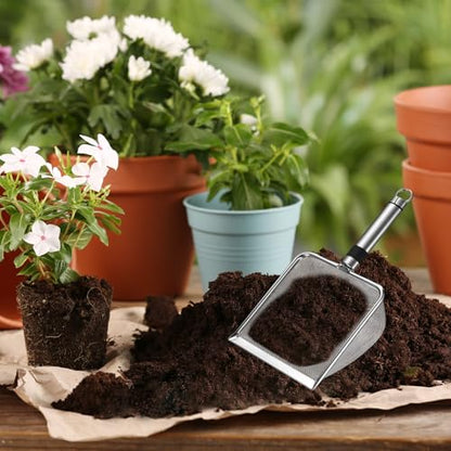 M METERXITY 1-Pack Gardening Soil Sifter, 1.5 mm Mesh Stainless Steel Sand Soil Compost Sieve with Stainless Steel Handle for Sand/Dirt/Rock Compost, Screen Potting Scoop [Silver Tone] - size: 1.5 mm