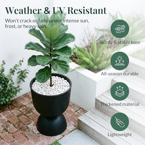 KOL 23 Inch Tall Planters, Black Plastic Urn Planters, 1 Pack - color: Black, size: Single: 23"
