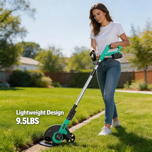 20V Cordless Lawn Edger, 9-Inch Blade with 3-Position Depth, 4000mAh Battery & Charger Included, Lightweight Edger for Lawns, Driveways, Sidewalks