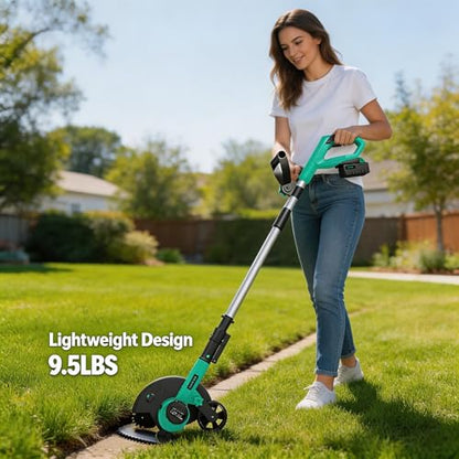 20V Cordless Lawn Edger, 9-Inch Blade with 3-Position Depth, 4000mAh Battery & Charger Included, Lightweight Edger for Lawns, Driveways, Sidewalks