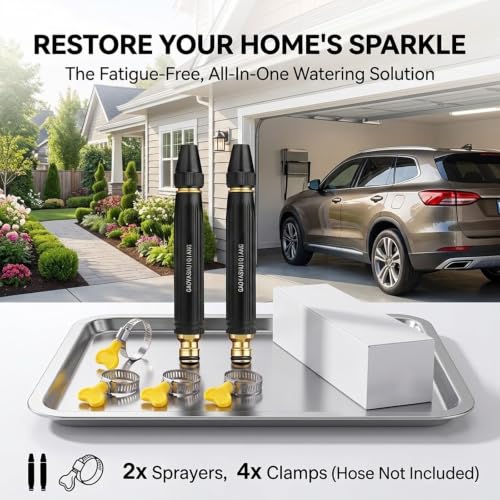 High Pressure Garden Hose Nozzle, 2-Pack Clamp-On Water Sprayer, 3 Modes