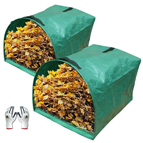 Gardzen 2 Pack 53 Gallon Dustpan Style Yard Waste Bags Reusable